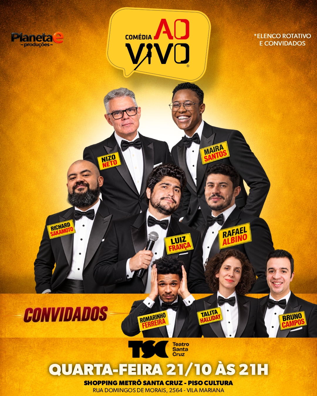 Comédia ao Vivo convida: Romarinho, Talita e Bruno - 21/10